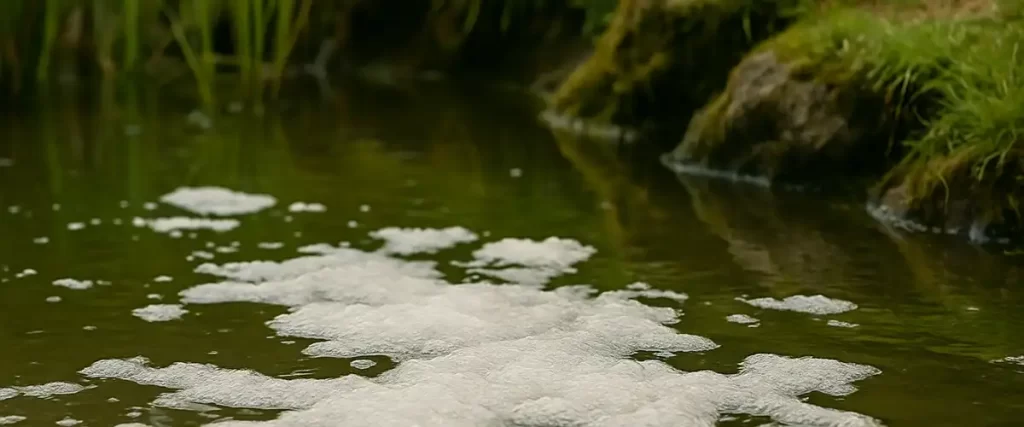 Foam Building Up on the Pond Surface