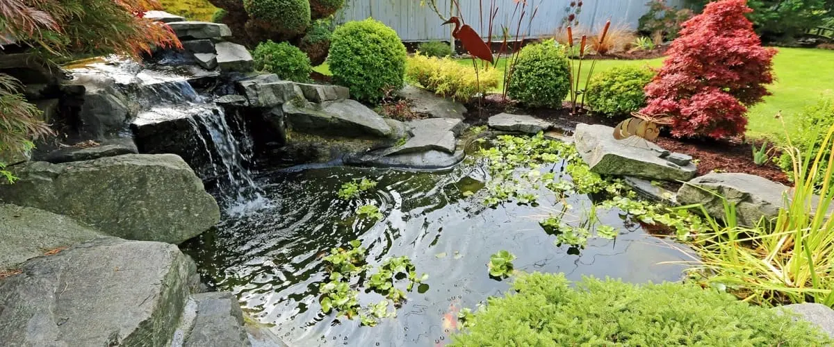 A collection of flat natural river stones selected for the installation of a custom garden pond liner edge.