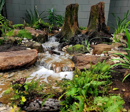 Image of backyard waterfall