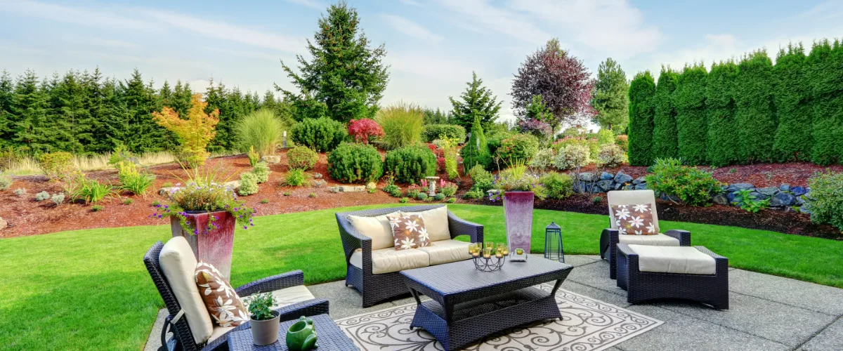 Backyard garden with outdoor seatings